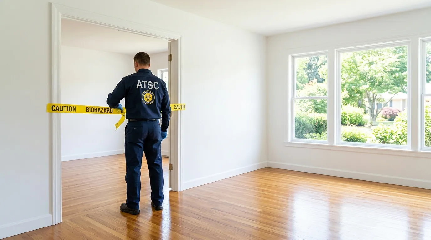 Certified biohazard cleanup crew performing Decomposition Cleanup in Bellefonte